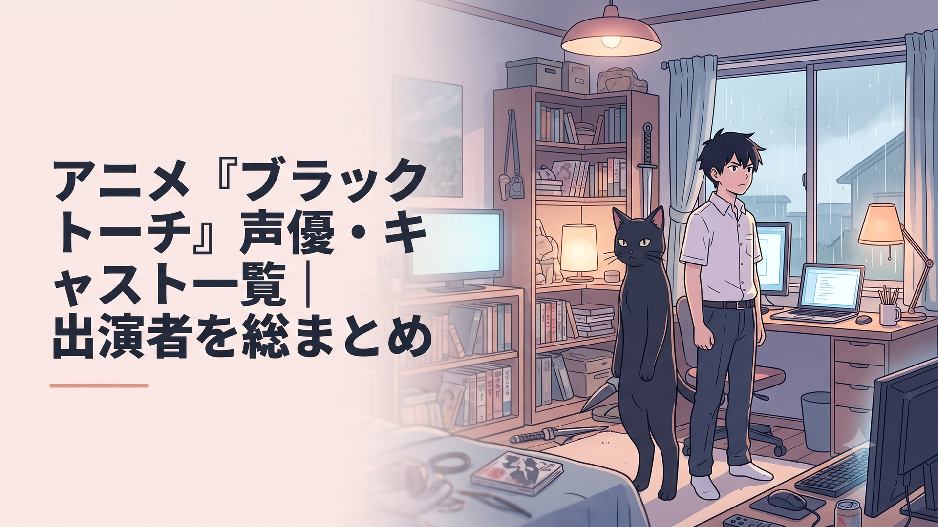黒猫の姿をした物ノ怪・羅睺と、忍者の末裔である高校生・我妻弐郎が並び立つシーン
